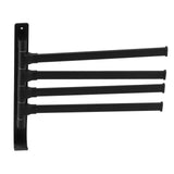 Rotating Towel Rack 4 Poles Space Aluminum Folding Rotatable Matte Black Finish Bath Towel Hanger for Bathrooms Kitchens Hotels