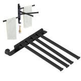 Rotating Towel Rack 4 Poles Space Aluminum Folding Rotatable Matte Black Finish Bath Towel Hanger for Bathrooms Kitchens Hotels - Extra Image