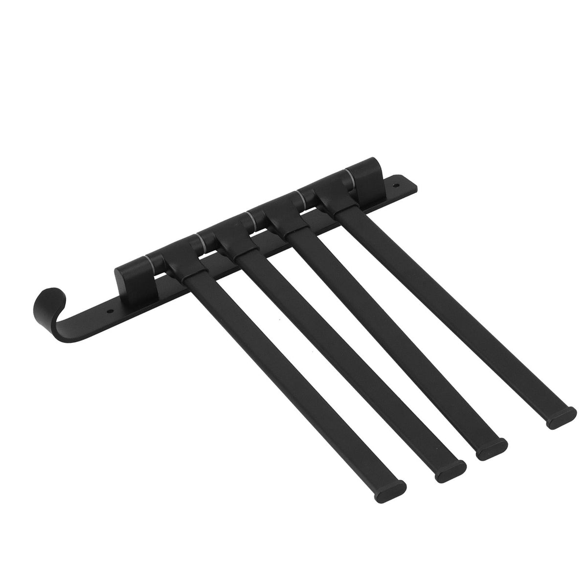 Rotating Towel Rack 4 Poles Space Aluminum Folding Rotatable Matte Black Finish Bath Towel Hanger for Bathrooms Kitchens Hotels
