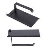 Toilet Paper Holder 304 Stainless Steel Anti Rust Wearable Bathroom Phone Holder for Kitchen WashroomBlack - Low Angle