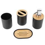 4Pcs Bathroom Accessory Set Bamboo Waterproof Durable Gift Toothbrush Cup for Home HotelBlack