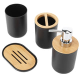 4Pcs Bathroom Accessory Set Bamboo Waterproof Durable Gift Toothbrush Cup for Home HotelBlack