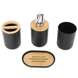4Pcs Bathroom Accessory Set Bamboo Waterproof Durable Gift Toothbrush Cup for Home HotelBlack