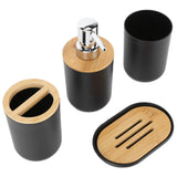 4Pcs Bathroom Accessory Set Bamboo Waterproof Durable Gift Toothbrush Cup for Home HotelBlack - Extra Image