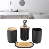 4Pcs Bathroom Accessory Set Bamboo Waterproof Durable Gift Toothbrush Cup for Home HotelBlack