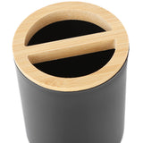 4Pcs Bathroom Accessory Set Bamboo Waterproof Durable Gift Toothbrush Cup for Home HotelBlack