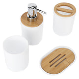 4Pcs Bathroom Accessory Set Bamboo Waterproof Durable Gift Toothbrush Cup for Home HotelWhite - Top-Down View