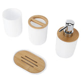 4Pcs Bathroom Accessory Set Bamboo Waterproof Durable Gift Toothbrush Cup for Home HotelWhite