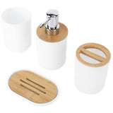 4Pcs Bathroom Accessory Set Bamboo Waterproof Durable Gift Toothbrush Cup for Home HotelWhite - Extra Image