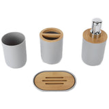 4Pcs Bathroom Accessory Set Bamboo Waterproof Durable Gift Toothbrush Cup for Home HotelGrey - Side View