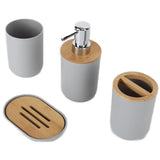 4Pcs Bathroom Accessory Set Bamboo Waterproof Durable Gift Toothbrush Cup for Home HotelGrey - Low Angle