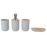 4Pcs Bathroom Accessory Set Bamboo Waterproof Durable Gift Toothbrush Cup for Home HotelGrey
