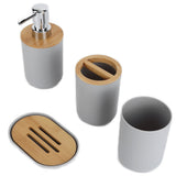4Pcs Bathroom Accessory Set Bamboo Waterproof Durable Gift Toothbrush Cup for Home HotelGrey - Extra Image