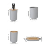 4Pcs Bathroom Accessory Set Bamboo Waterproof Durable Gift Toothbrush Cup for Home HotelGrey