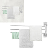 Stainless Steel Towel Rack Bar 180° Rotatable Towel Bathrobe Hanger Holder for Bathroom3 Rods
