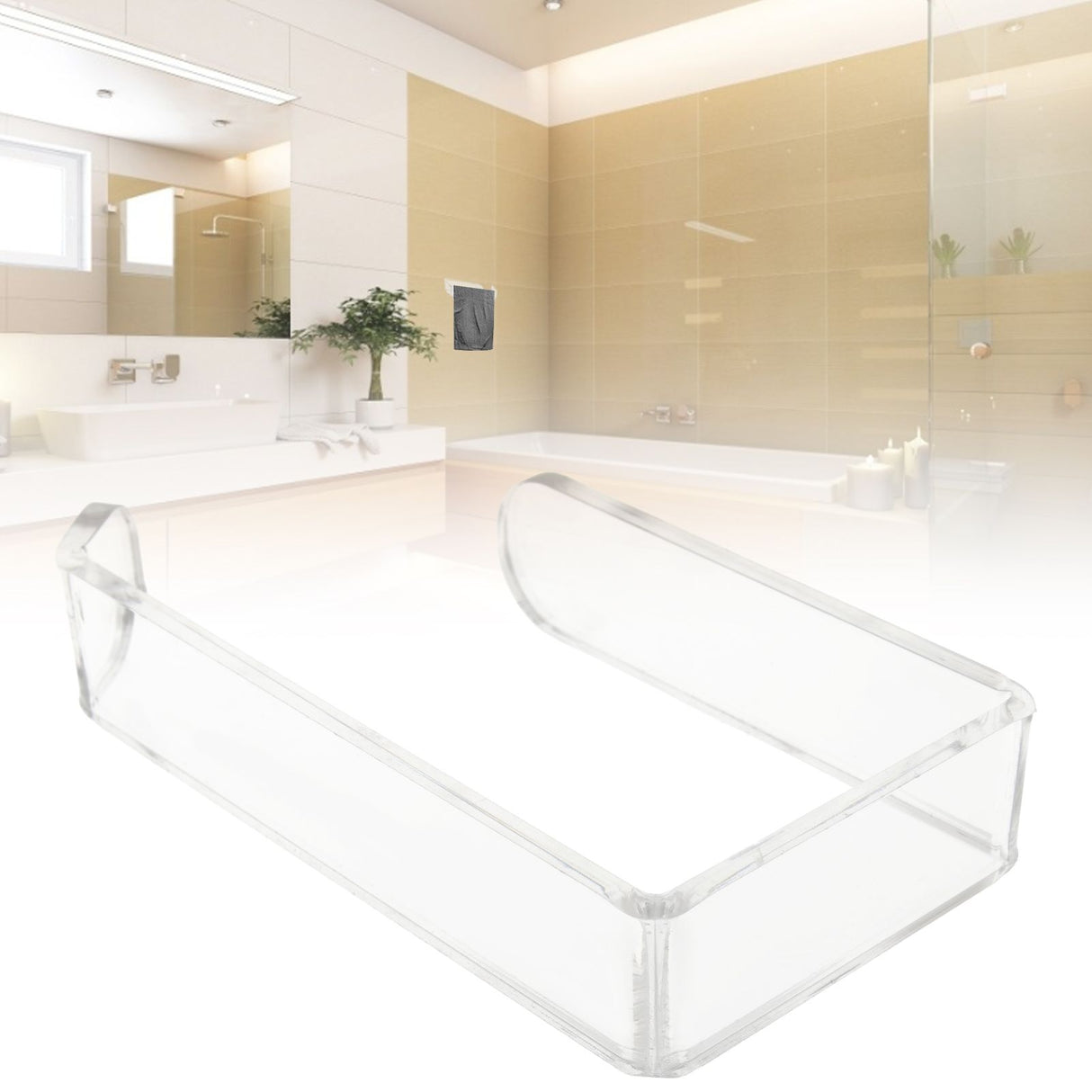 Toilet Paper Holder No Drilling Acrylic Transparent Wall Mount Toilet Paper Roll Holder for Bathroom Kitchen