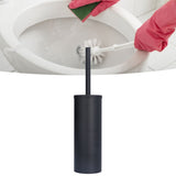 Toilet Brush with Holder Stainless Steel Long Handle Toilet Bowl Brush Soft Toilet Brush Toilet Cleaning Brush SetBlack
