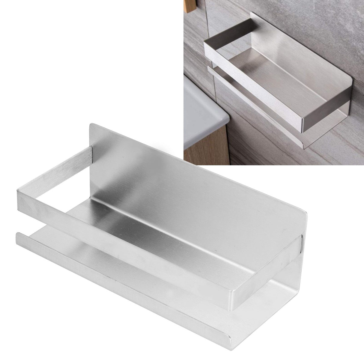 Stainless Steel Shower Rack Waterproof Anti Rust No Drilling Wall Mounted Shower Shelf with Brushed Finish