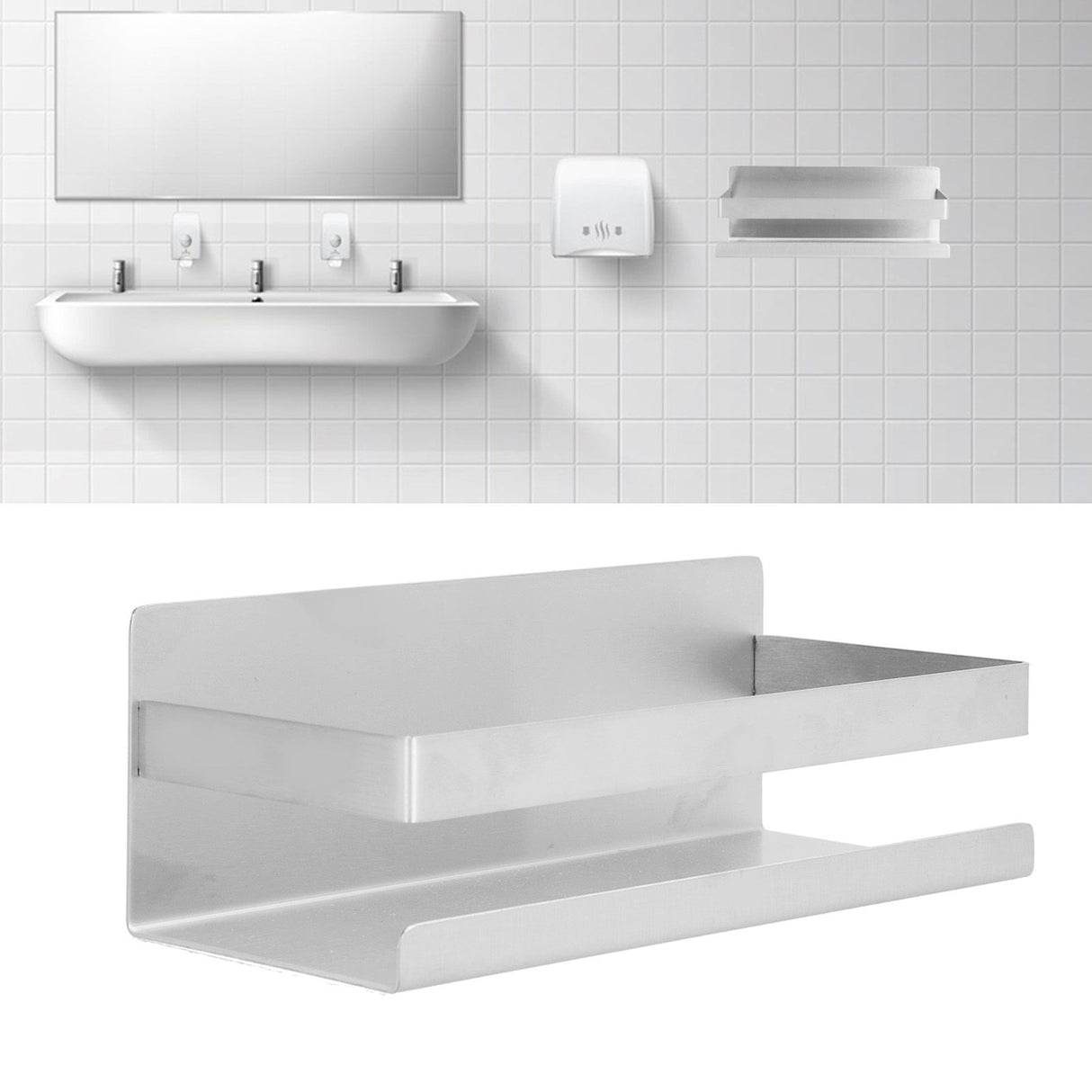 Stainless Steel Shower Rack Waterproof Anti Rust No Drilling Wall Mounted Shower Shelf with Brushed Finish