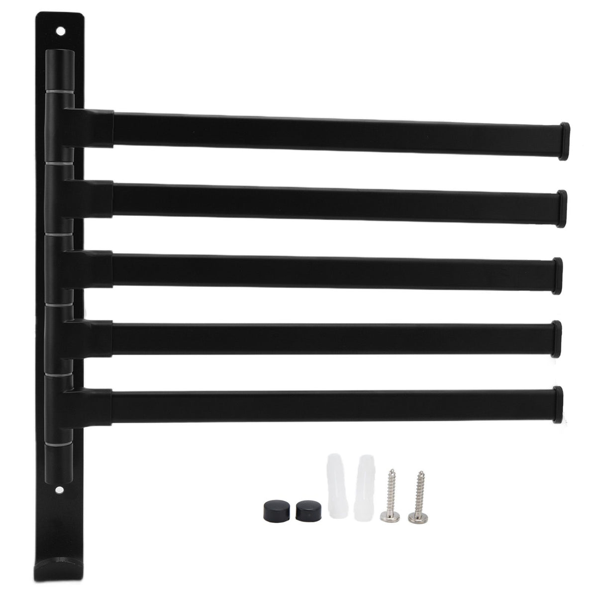 Towel Rack Aluminum Alloy Towel Shelf with 5 Bars Rotatable and Durable for Bathroom and Kitchen Black