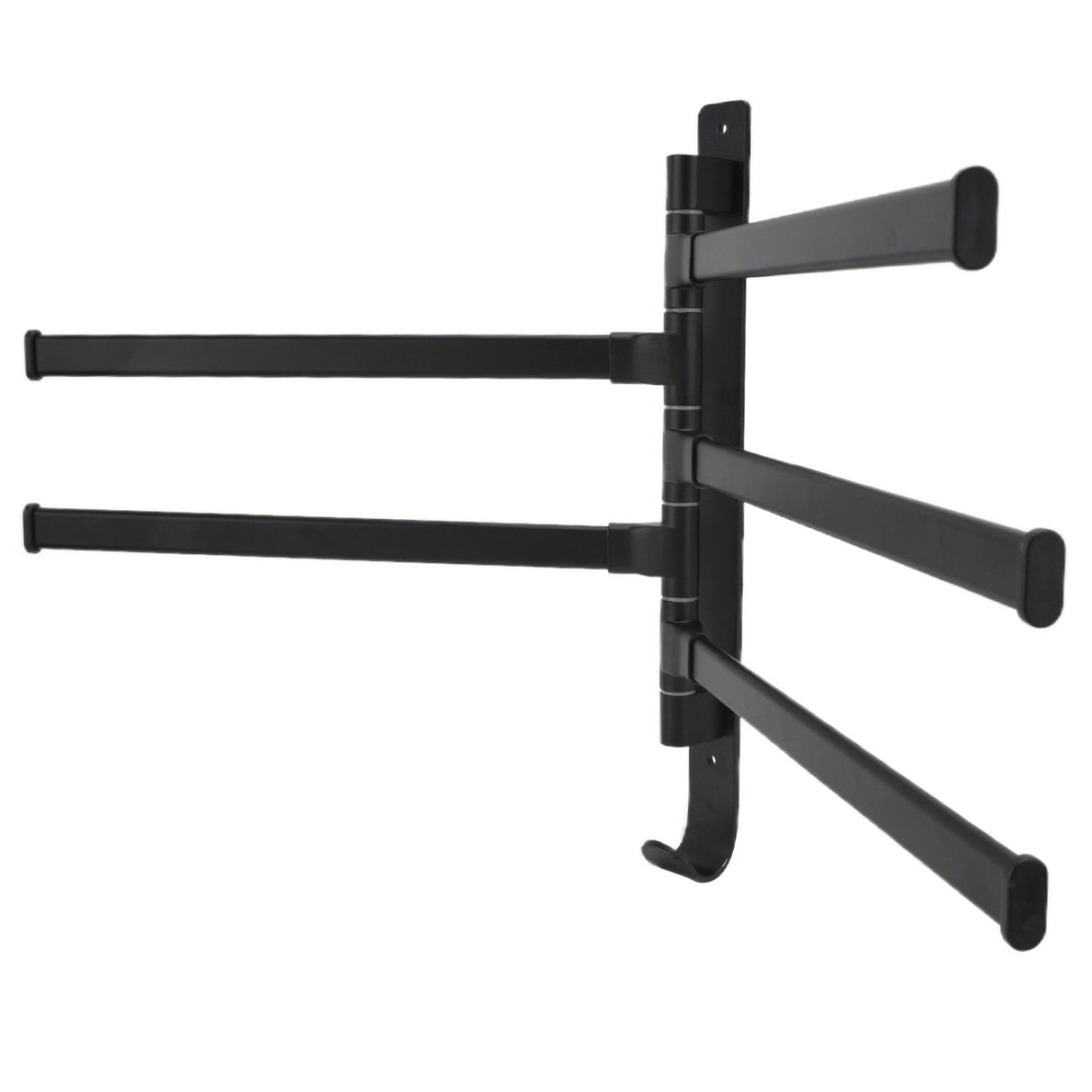 Towel Rack Aluminum Alloy Towel Shelf with 5 Bars Rotatable and Durable for Bathroom and Kitchen Black