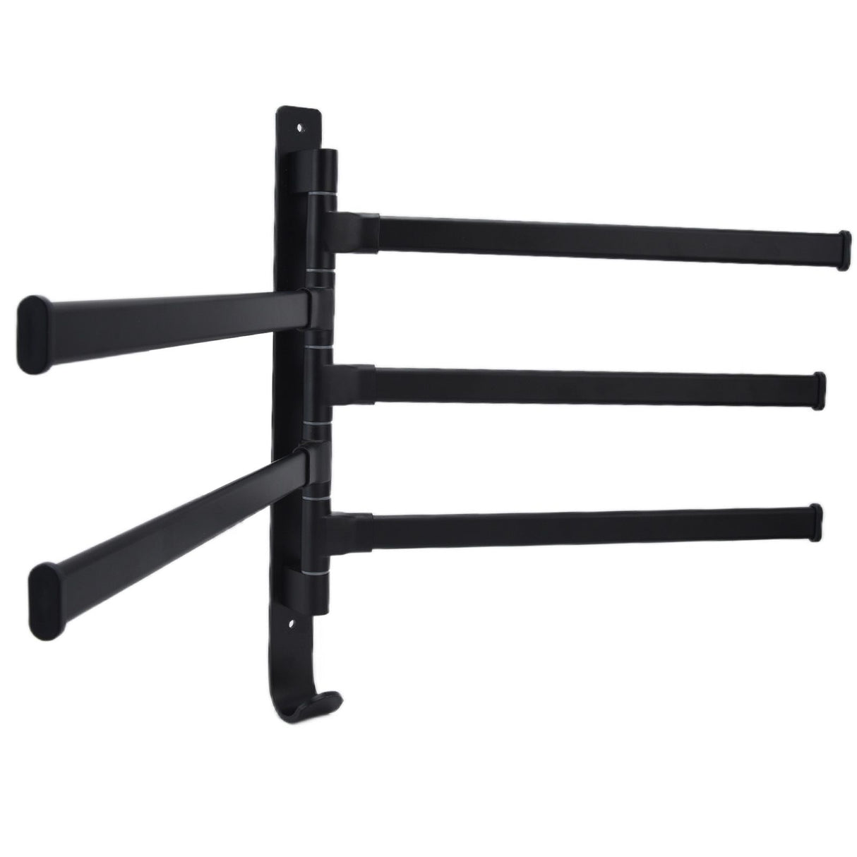 Towel Rack Aluminum Alloy Towel Shelf with 5 Bars Rotatable and Durable for Bathroom and Kitchen Black