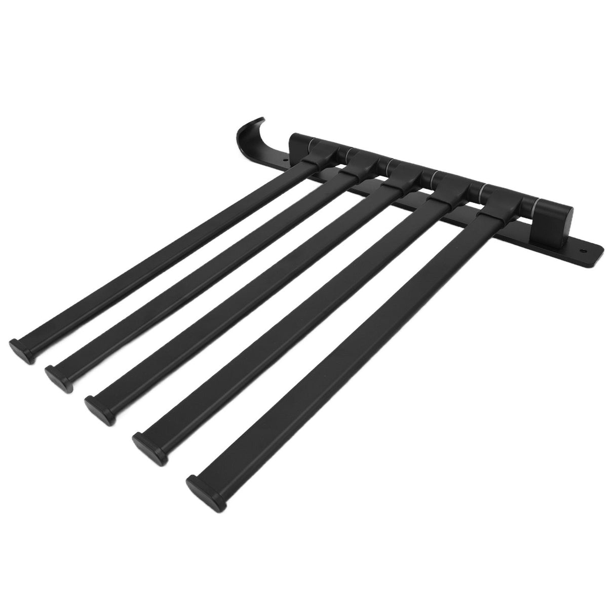 Towel Rack Aluminum Alloy Towel Shelf with 5 Bars Rotatable and Durable for Bathroom and Kitchen Black