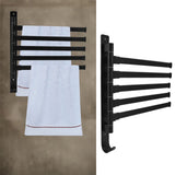 Towel Rack Aluminum Alloy Towel Shelf with 5 Bars Rotatable and Durable for Bathroom and Kitchen Black