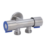G1/2 Stainless Steel 1 Inlet 2 Outlet Angle Valve Double Handle Double Control Cold Water Tap - Front View