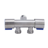 G1/2 Stainless Steel 1 Inlet 2 Outlet Angle Valve Double Handle Double Control Cold Water Tap - 45-Degree Angle