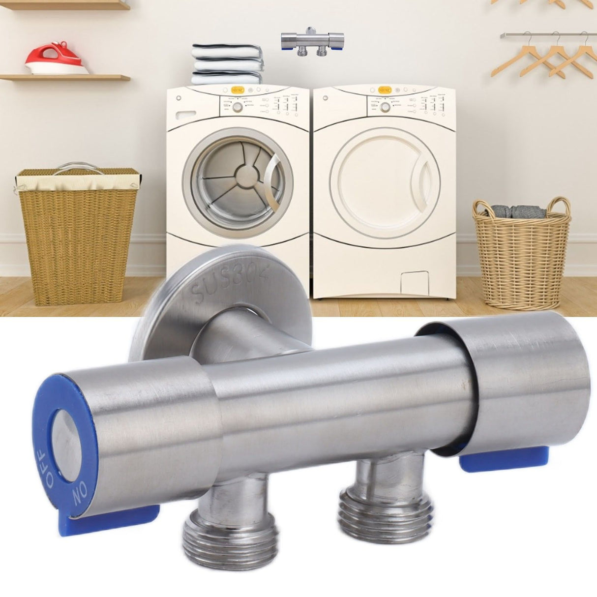 G1/2 Stainless Steel 1 Inlet 2 Outlet Angle Valve Double Handle Double Control Cold Water Tap