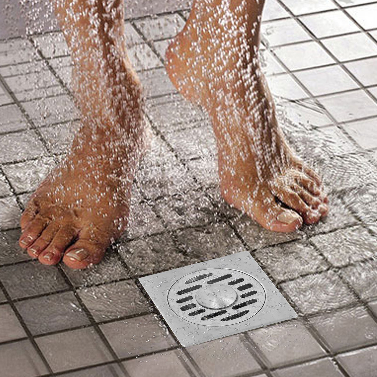 Stainless Steel Floor Drain Self Sealing Washing Machine Floor Strainer for Kitchen BathroomHigh Gloss Dual Use