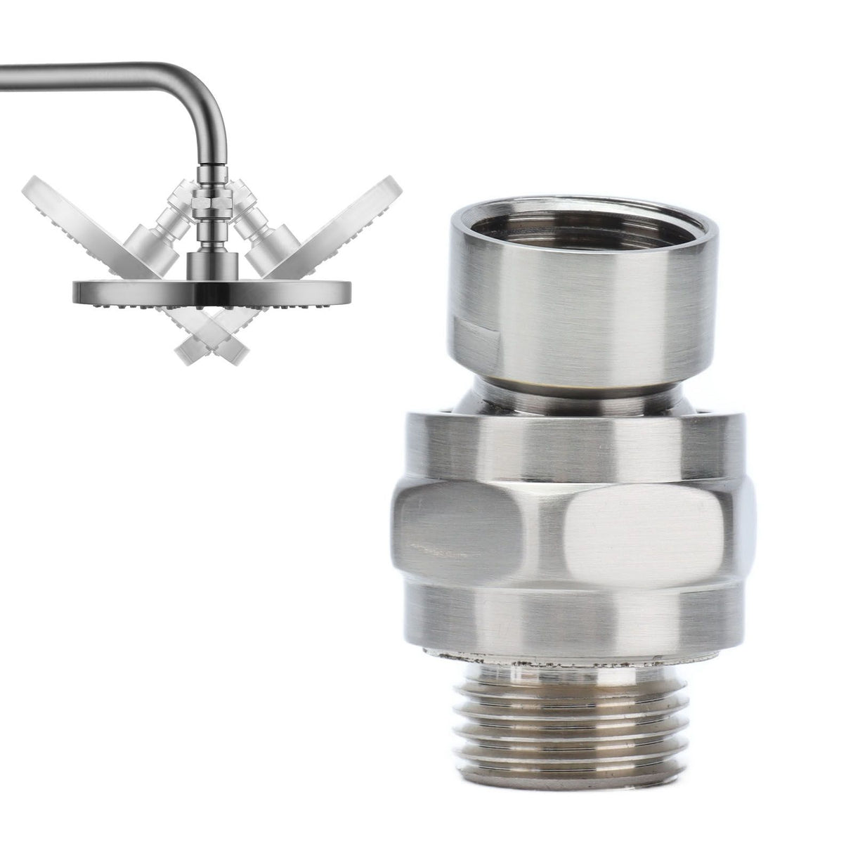 G1/2 Shower Head Adapter Copper Shower Diverter Valve for Home Bathroom Top Spray Accessories Brushed