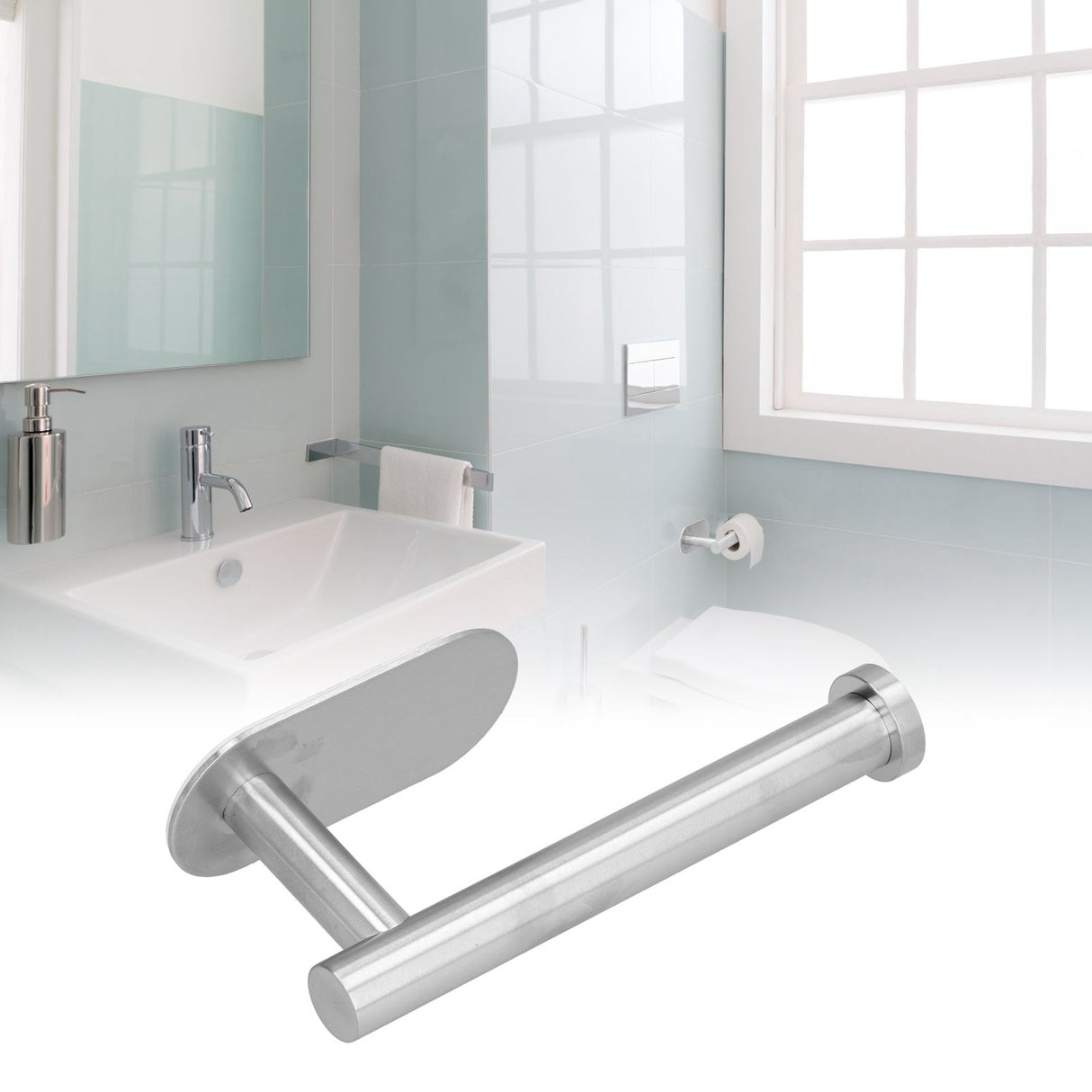 304 Stainless Steel Paper Towel Holder No Punch Tissue Rack for Bathroom Kitchen Hotel Laundry Room