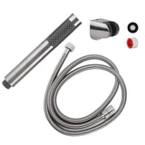 3Pcs/Set Stainless Steel Hand Shower Brushed Round Single Shower Head with Hose Fixed Holder