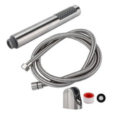 3Pcs/Set Stainless Steel Hand Shower Brushed Round Single Shower Head with Hose Fixed Holder