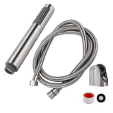 3Pcs/Set Stainless Steel Hand Shower Brushed Round Single Shower Head with Hose Fixed Holder