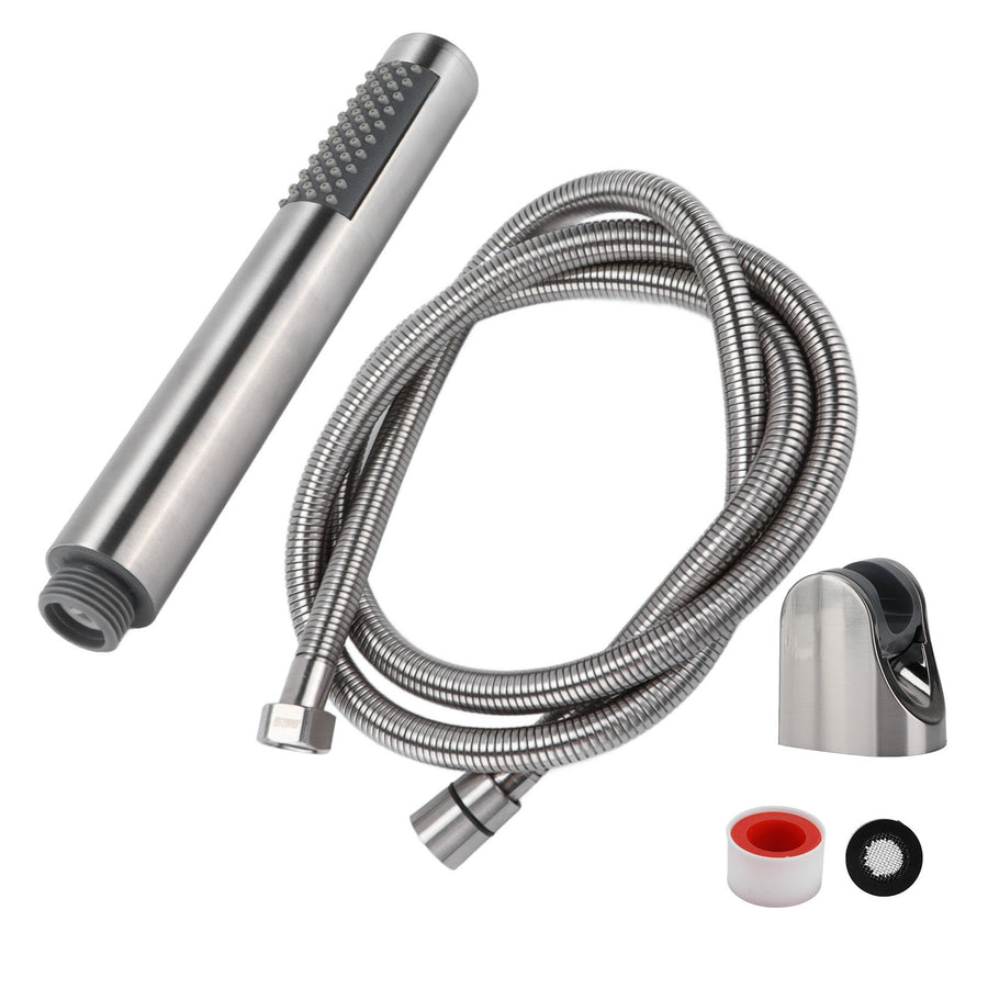 3Pcs/Set Stainless Steel Hand Shower Brushed Round Single Shower Head with Hose Fixed Holder