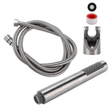 3Pcs/Set Stainless Steel Hand Shower Brushed Round Single Shower Head with Hose Fixed Holder - Low Angle