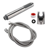 3Pcs/Set Stainless Steel Hand Shower Brushed Round Single Shower Head with Hose Fixed Holder - Extra Image