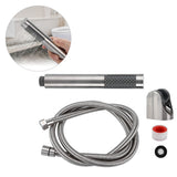 3Pcs/Set Stainless Steel Hand Shower Brushed Round Single Shower Head with Hose Fixed Holder - Extra Image