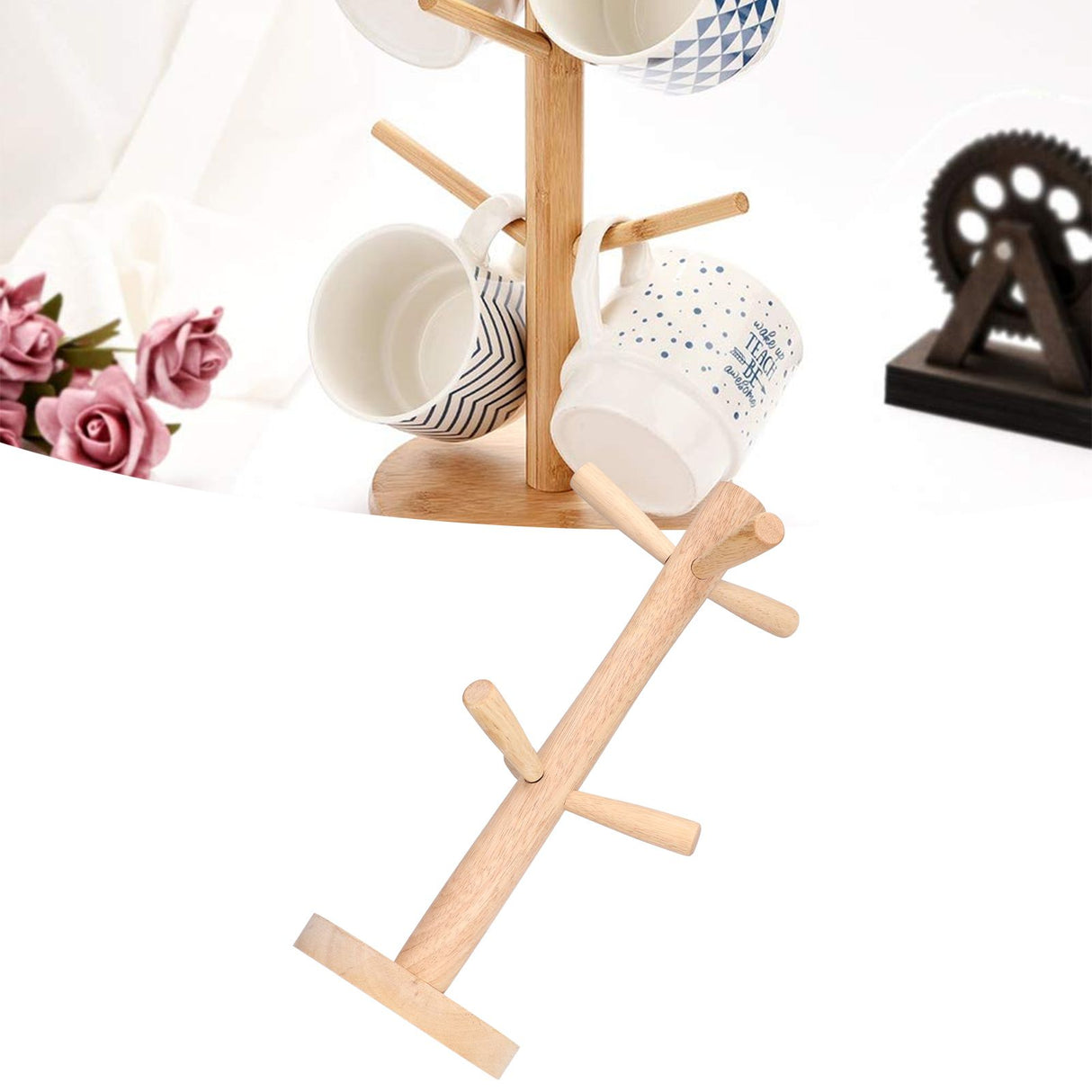 Mug Rack Wooden Thickened Durable Anti Rust Multifunctional Coffee Mug Holder for Home Office Hotel