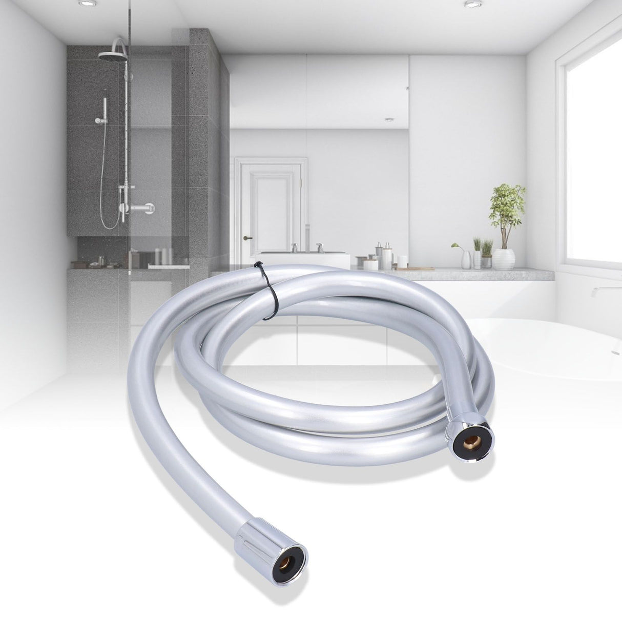 PVC Shower Hose 1.5m Shower Head Hose Water Heater Hose Smooth Explosion Proof Silver for Bathroom
