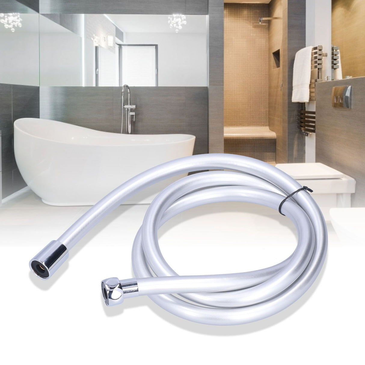 PVC Shower Hose 1.5m Shower Head Hose Water Heater Hose Smooth Explosion Proof Silver for Bathroom