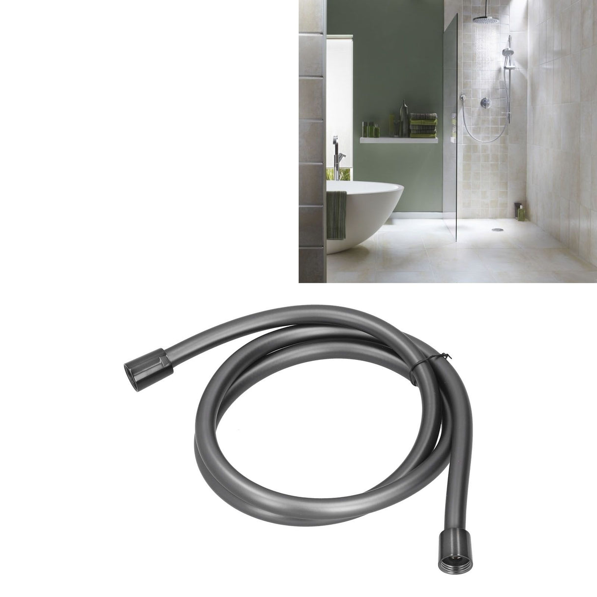 PVC Shower Hose 1.5m Handheld Shower Hose Smooth and Anti Entanglement Durable Shower Tube Grey for Bathroom
