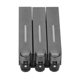 Wall Mounted Soap Dispenser 3 Chamber Manual Shower Gel Shampoo Hand Soap Container for Home Hotel Black - Rear View