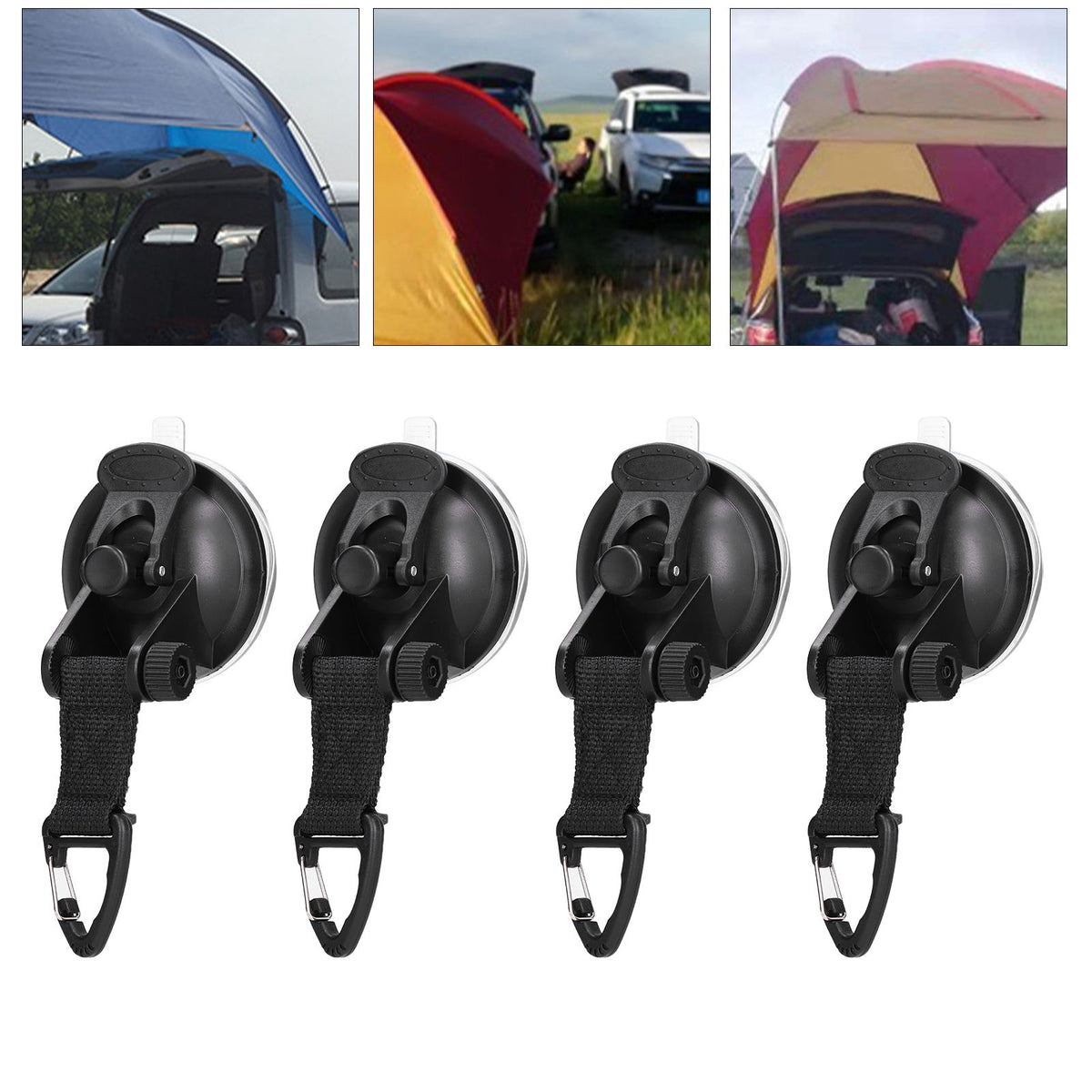 4Pcs Heavy Duty Suction Cup Anchor Tie Down Portable Strong Suction Cup Hook for Camping Travel OutdoorTriangular Buckle