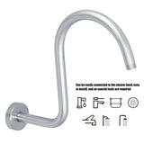 Shower Arm S Shape Gooseneck Stainless Steel Shower Head Extension Arm Bathroom NPT Shower Head Arm for Home233 Brushed