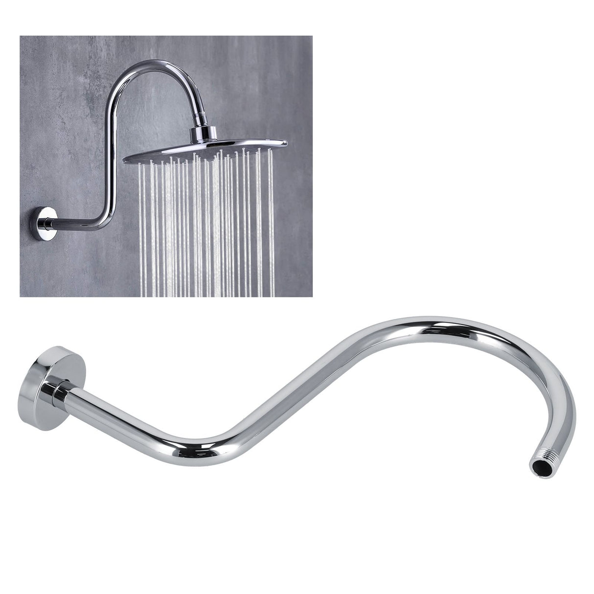 Shower Arm S Shape Gooseneck Stainless Steel Shower Head Extension Arm Bathroom NPT Shower Head Arm for Home233 Electroplate