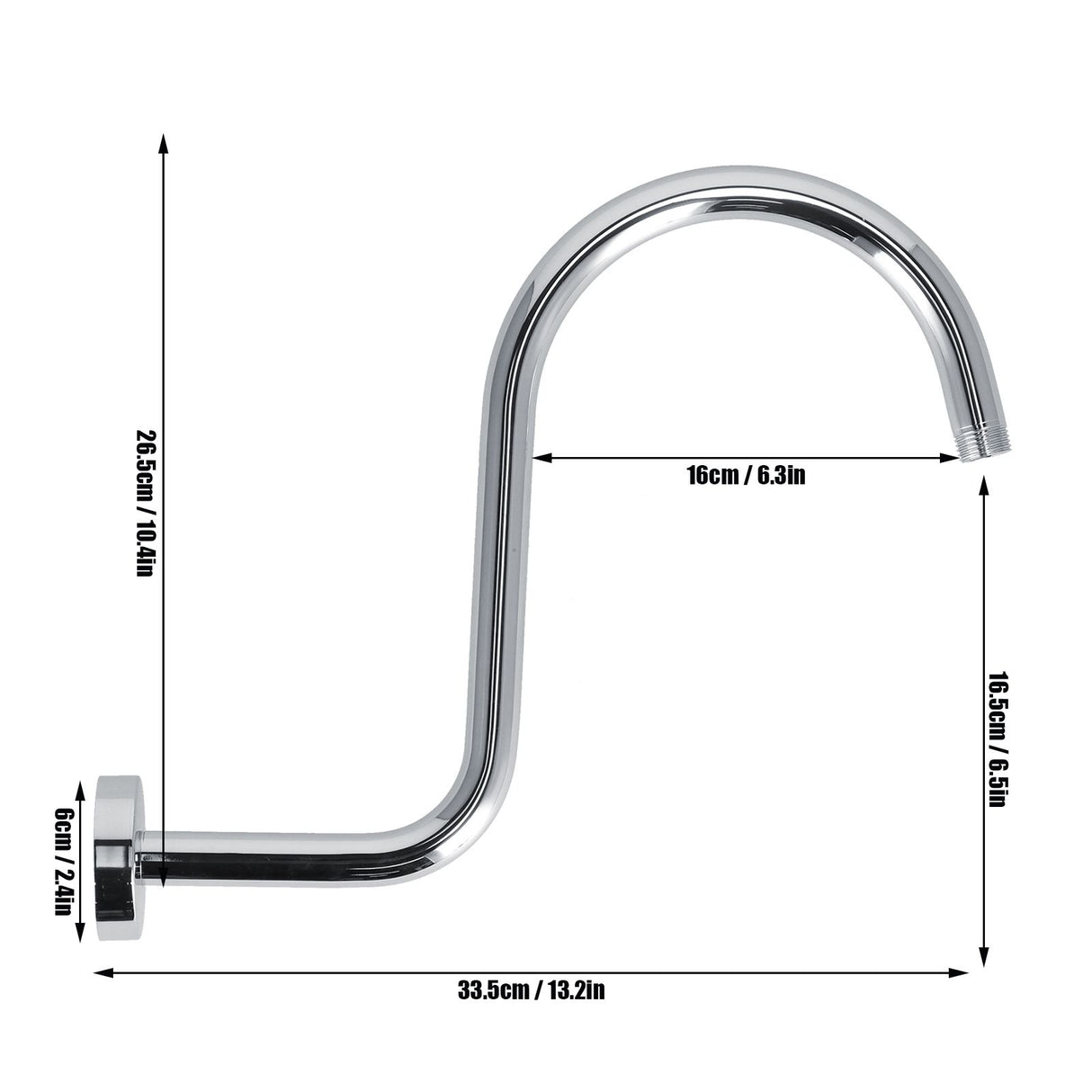 Shower Arm S Shape Gooseneck Stainless Steel Shower Head Extension Arm Bathroom NPT Shower Head Arm for Home233 Electroplate